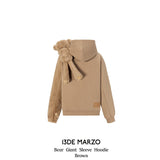 13DE MARZO | 2410 Bear Giant Sleeve Hoodie Brown