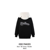13DE MARZO | 2410 Bear Zip Fuzzy Hoodie Black