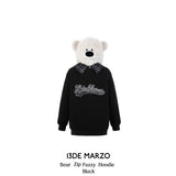 13DE MARZO | 2410 Bear Zip Fuzzy Hoodie Black