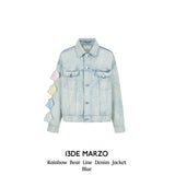 13DE MARZO | 2501 Rainbow Bear Line Denim Jacket Blue