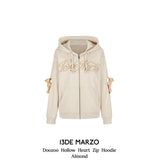 13DE MARZO | 2501 Doozoo Hollow Heart Zip Hoodie Almond