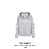 13DE MARZO | 2501 Doozoo Hollow Heart Zip Hoodie Grey