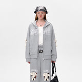 13DE MARZO | 2501 Doozoo Hollow Heart Zip Hoodie Grey