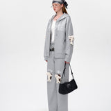 13DE MARZO | 2501 Doozoo Hollow Heart Zip Hoodie Grey