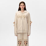 13DE MARZO | 2501 Doozoo Hollow Heart Zip Hoodie Almond