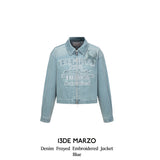 13DE MARZO | 2504 Denim Frayed Embroidered Jacket Blue