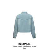 13DE MARZO | 2504 Denim Frayed Embroidered Jacket Blue