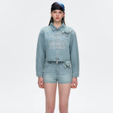 13DE MARZO | 2504 Denim Frayed Embroidered Jacket Blue