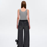 13DE MARZO | 2504 Embroidered Colour-block Letter Tank Grey