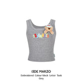 13DE MARZO | 2504 Embroidered Colour-block Letter Tank Grey