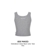 13DE MARZO | 2504 Embroidered Colour-block Letter Tank Grey