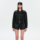 13DE MARZO | 2504 Denim Frayed Embroidered Jacket Black