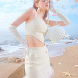 OZLANA SS2303 Shell Born Tweed Bustier Lvory