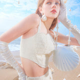 OZLANA SS2303 Shell Born Tweed Bustier Lvory