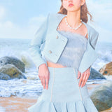 OZLANA SS2303 Elemental Tweed Skirt Set Blue