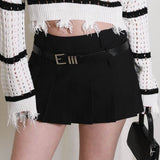 OZLANA SS2303 Layered Pleated Skirt Black