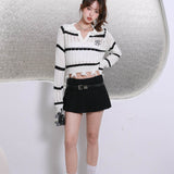 OZLANA SS2303 Layered Pleated Skirt Black