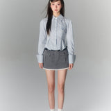 VIA PITTI SS2303 蝴蝶系列条纹弹性修身衬衫 蓝
