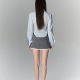 VIA PITTI SS2303 蝴蝶系列条纹弹性修身衬衫 蓝