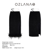 OZLANA SS2303 Feather Slit Tweed Midi Skirt