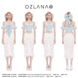 OZLANA SS2304 Ocean Flow Detachable Bow Halterneck Top Blue