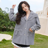 Laria Collection 灰色装饰领毛呢外套