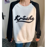 Kroche 手绘樱桃logo撞色针织袖拼接套头卫衣 黑