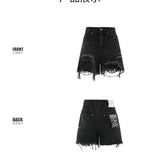 Via Pitti 破坏刺绣爱心牛仔短裤