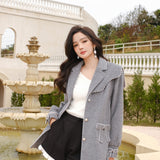 Laria Collection 灰色装饰领毛呢外套