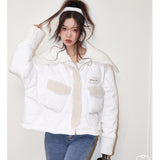 Kroche 羊羔毛拼接针织翻领羽绒服