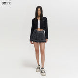 SMFK SS2303 流浪百褶牛仔裙 黑