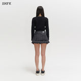 SMFK SS2303 流浪百褶牛仔裙 黑
