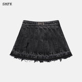 SMFK SS2303 流浪百褶牛仔裙 黑