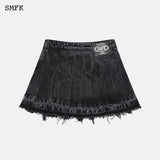 SMFK SS2303 流浪百褶牛仔裙 黑