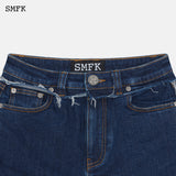 SMFK SS2303 复古学院牛仔短裤 深海蓝