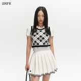 SMFK SS2303 复古学院格纹针织马甲 黑白