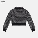 SMFK 黑白云朵学院风针织夹克