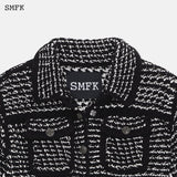 SMFK 黑白云朵学院风针织夹克