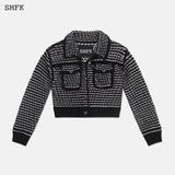 SMFK 黑白云朵学院风针织夹克