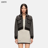 SMFK 黑白云朵学院风针织夹克