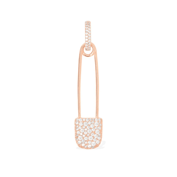 APM MONACO SINGLE LONG SAFETY PIN EARRING WITH HOOP PINK PINK