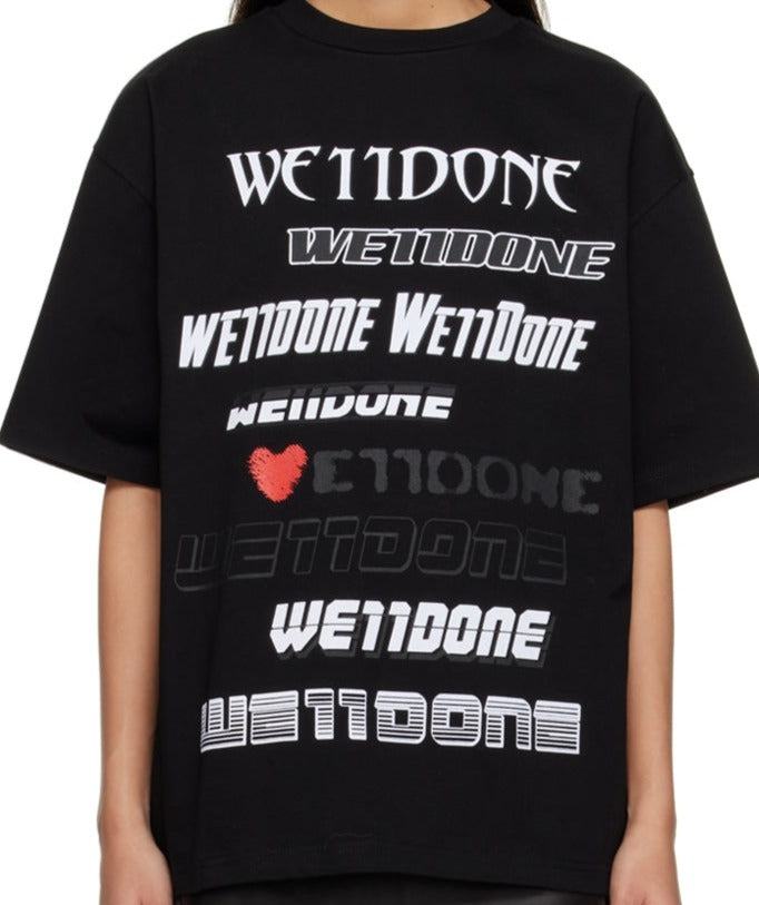 WE11DONE Black Love T-Shirt