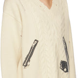 WE11DONE Off-White Destroyed Sweater