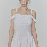 PAIN OR PLEASURE 2608 PETAL RUFFLE DRESS WHITE