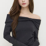 ILLIGO 2610 BOW OFF SHOULDER LONG SLEEVE BLACK
