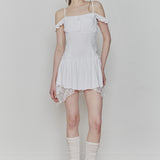 PAIN OR PLEASURE 2608 PETAL RUFFLE DRESS WHITE