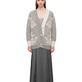 OZLANA SS2310 Asymmetric Chandelier Knit Cardigan Grey