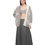 OZLANA SS2310 Asymmetric Chandelier Knit Cardigan Grey