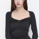 ILLIGO 2610 BOLERO SHIRRING TOP TEE BLACK