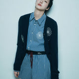 MARDI MERCREDI 2511 COTTON SHIRT STRIPE_NAVY IVORY